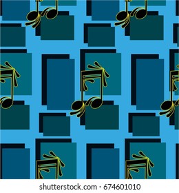 Endless abstract pattern. Background texture, note, treble clef, music, sound.  Vector illustration.