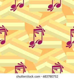 Endless abstract pattern. Background texture, note, treble clef, music, sound.  Vector illustration.
