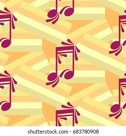 Endless abstract pattern. Background texture, note, treble clef, music, sound.  Vector illustration.