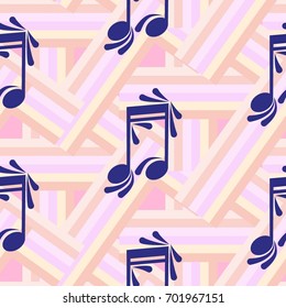 Endless abstract pattern. Background texture, note, treble clef, music, sound.  Vector illustration.