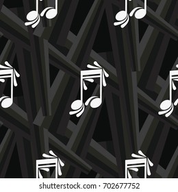 Endless abstract pattern. Background texture, note, treble clef, music, sound.  Vector illustration.