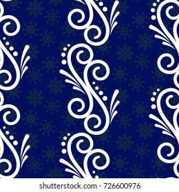Endless abstract pattern. Background texture.  Vector illustration. Blue snowflakes.