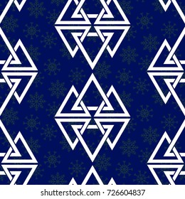 Endless abstract pattern. Background texture.  Vector illustration. Blue snowflakes.