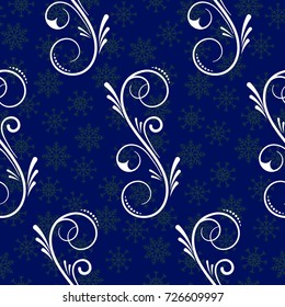 Endless abstract pattern. Background texture.  Vector illustration. Blue snowflakes.