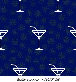 Endless abstract pattern. Background texture.  Vector illustration. Blue snowflakes.