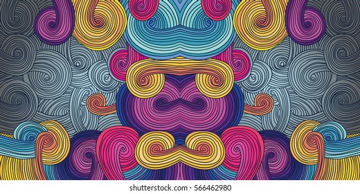 Endless abstract pattern.Template for design and decoration.Colorful linear wavy texture. 