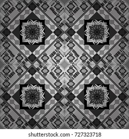 Endless abstract seamless pattern. Black, white and gray background texture. Vector illustration.