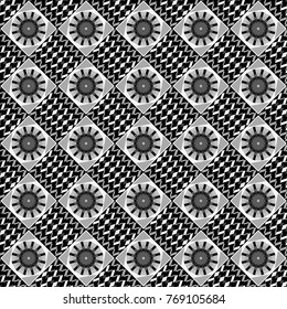 Endless abstract seamless pattern. Gray, black and white background texture. Vector illustration.