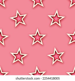 Endless Aesthetic Texture with Cute Magical Stars. Decorative Design for Prints, Fabrics, Wallpapers etc. Trendy Kids Print. Futuristical Seamless Pattern. Vector 3d Illustration