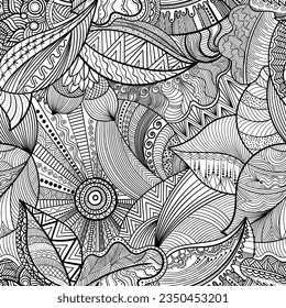 interminables colorantes antiestrés para adultos con motivos vegetales. imagen vectorial de contorno para colorear