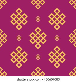 Endless Auspicious knot set.China ornament,symbol,Tibet, Eternal ,Buddhism and Spirituality icon,symbol.Vector red sign.Feng Shui element,geometric ornament.Sacred geometry seamless pattern vector