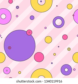 Endless background with circles. Cute romantic pink vector background in LOL doll surprise style. Decor for children's birthday, girls party, gift wrapping
