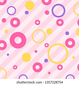 Endless background with circles. Cute romantic pink vector background in LOL doll surprise style. Decor for children's birthday, girls party, gift wrapping 