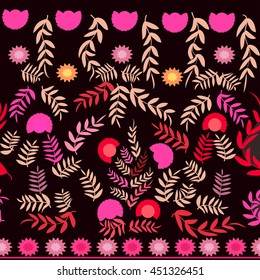 Endless background crimson. Ethnic seamless vector texture. Bright pattern. Summer template.