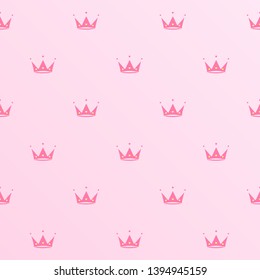 Endless background with crowns , hearts , diadems, stripes. Cute romantic pink vector background  lol surprise style. Decor for children's birthday, girls party, gift wrapping Pink background Vector 