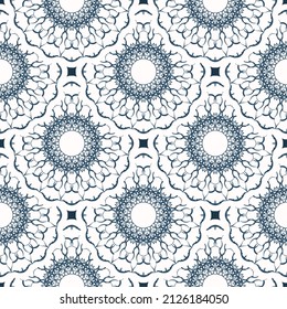 Endless background with monograms. Background with white and blue color. Good for postcards. Vector.