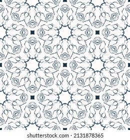 Endless background with retro patterns. Background with white and blue color. Good for wallpaper. Veil illustration.