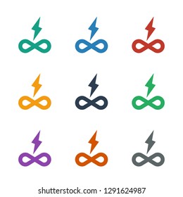 endless battery icon white background. Editable filled endless battery icon from innovation. Trendy endless battery icon for web and mobile.