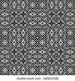 Endless black and white engraving pattern. Texture for certificate or diploma, currency and money design. Single-leaf woodcut, xylography, printmaking. Vector Illustration