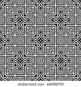 Endless black and white engraving pattern. Texture for certificate or diploma, currency and money design. Single-leaf woodcut, xylography, printmaking. Vector Illustration
