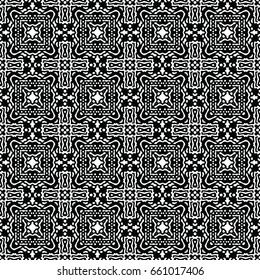 Endless black and white engraving pattern. Texture for certificate or diploma, currency and money design. Single-leaf woodcut, xylography, printmaking. Vector Illustration