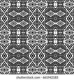 Endless black and white engraving pattern. Texture for certificate or diploma, currency and money design. Single-leaf woodcut, xylography, printmaking. Vector Illustration