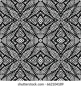 Endless black and white engraving pattern. Texture for certificate or diploma, currency and money design. Single-leaf woodcut, xylography, printmaking. Vector Illustration