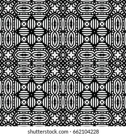 Endless black and white engraving pattern. Texture for certificate or diploma, currency and money design. Single-leaf woodcut, xylography, printmaking. Vector Illustration