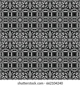 Endless black and white engraving pattern. Texture for certificate or diploma, currency and money design. Single-leaf woodcut, xylography, printmaking. Vector Illustration
