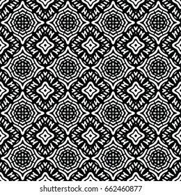 Endless black and white engraving pattern. Texture for certificate or diploma, currency and money design. Single-leaf woodcut, xylography, printmaking. Vector Illustration