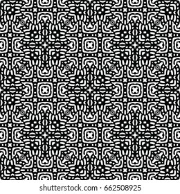 Endless black and white engraving pattern. Texture for certificate or diploma, currency and money design. Single-leaf woodcut, xylography, printmaking. Vector Illustration