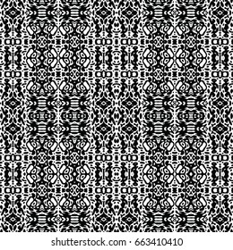 Endless black and white engraving pattern. Texture for certificate or diploma, currency and money design. Single-leaf woodcut, xylography, printmaking. Vector Illustration