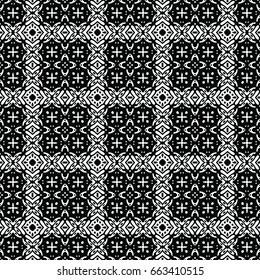 Endless black and white engraving pattern. Texture for certificate or diploma, currency and money design. Single-leaf woodcut, xylography, printmaking. Vector Illustration
