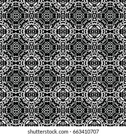 Endless black and white engraving pattern. Texture for certificate or diploma, currency and money design. Single-leaf woodcut, xylography, printmaking. Vector Illustration