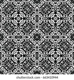 Endless black and white engraving pattern. Texture for certificate or diploma, currency and money design. Single-leaf woodcut, xylography, printmaking. Vector Illustration