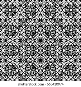 Endless black and white engraving pattern. Texture for certificate or diploma, currency and money design. Single-leaf woodcut, xylography, printmaking. Vector Illustration