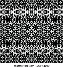 Endless black and white engraving pattern. Texture for certificate or diploma, currency and money design. Single-leaf woodcut, xylography, printmaking. Vector Illustration
