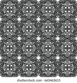 Endless black and white engraving pattern. Texture for certificate or diploma, currency and money design. Single-leaf woodcut, xylography, printmaking. Vector Illustration