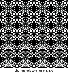 Endless black and white engraving pattern. Texture for certificate or diploma, currency and money design. Single-leaf woodcut, xylography, printmaking. Vector Illustration