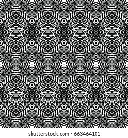 Endless black and white engraving pattern. Texture for certificate or diploma, currency and money design. Single-leaf woodcut, xylography, printmaking. Vector Illustration