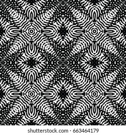 Endless black and white engraving pattern. Texture for certificate or diploma, currency and money design. Single-leaf woodcut, xylography, printmaking. Vector Illustration