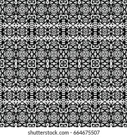 Endless black and white engraving pattern. Texture for certificate or diploma, currency and money design. Single-leaf woodcut, xylography, printmaking. Vector Illustration