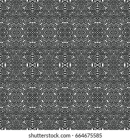 Endless black and white engraving pattern. Texture for certificate or diploma, currency and money design. Single-leaf woodcut, xylography, printmaking. Vector Illustration