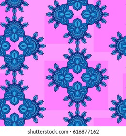 Endless blue flower abstract pattern. Background texture.  Vector illustration.