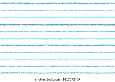 Endless blue textured chalk, crayon drawn stripes rectangle background, border template. Seamless vector striped pattern. Parallel hand brush drawn thin bars, narrow streaks, lines, pinstripes texture