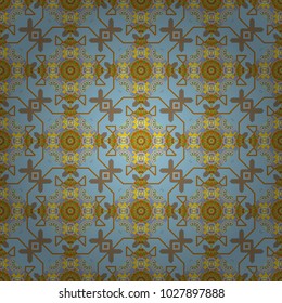 Endless can be used for ceramic tile, wallpaper, linoleum, textile. Vintage multicolor seamless pattern in green, blue and brown colors. Vector illustration. Ceramic tile with colorful patchwork.