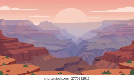 Endless Canyon Layers Breathing Dust Light Flat Illustration