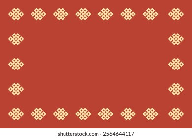 Endless chinese decorative knot, gold on red background, vector