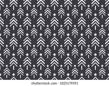 Endless Christmas Pattern. Black and White. Shape.
