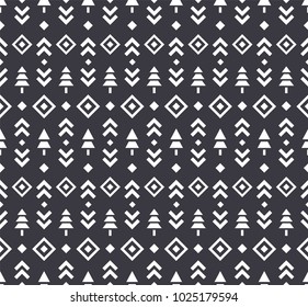 Endless Christmas Pattern. Black and White. Shape.